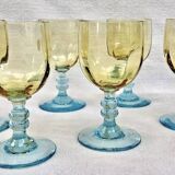6 old two-tone George Sand wine glasses
