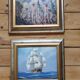 Set of two paintings with identical gold and silver frames