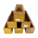 Set of 6 vintage workshop wooden storage boxes