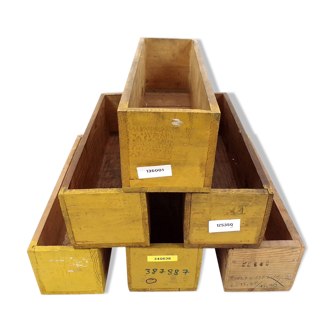 Set of 6 vintage workshop wooden storage boxes