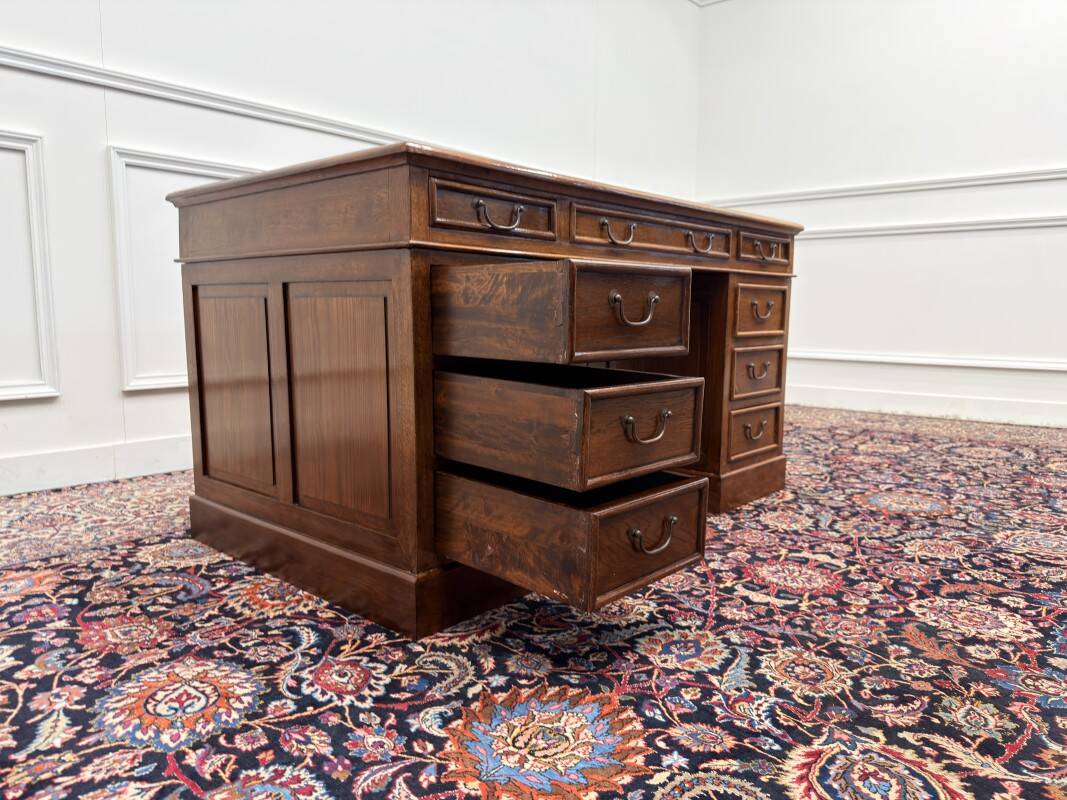 Classic English Desk with Green Inlay