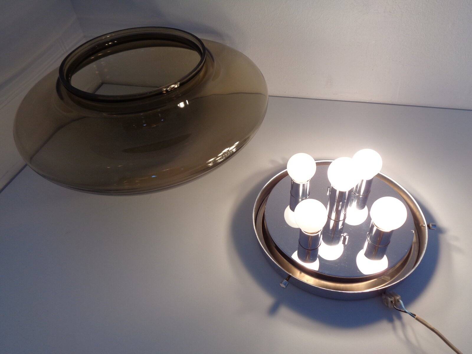 Large glass ceiling light from Limburg, 1960s