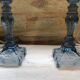 Paire de lampes en verre bleuté
