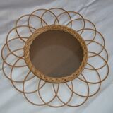 Mirror flower rattan & wicker 39 x 39 cm