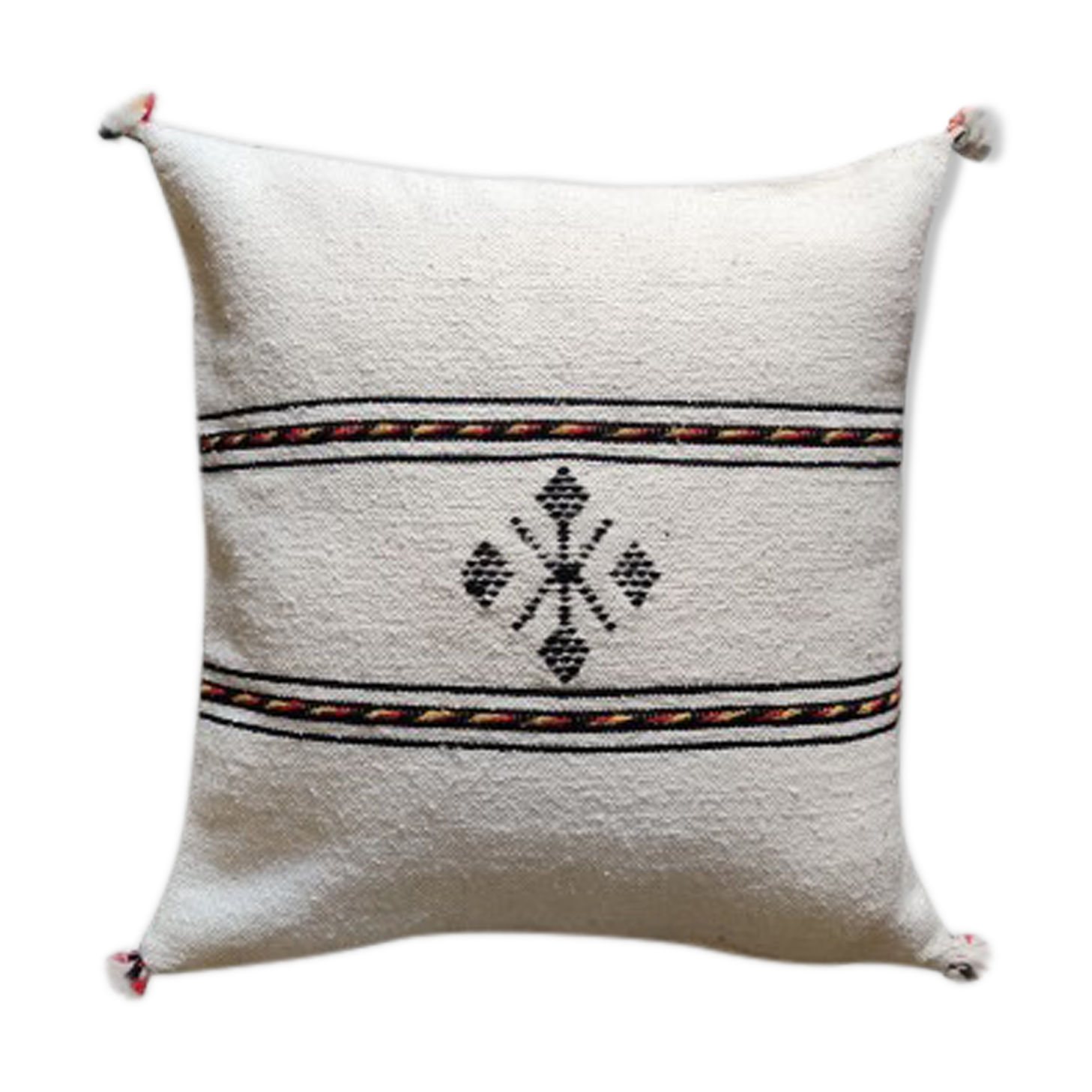 White Moroccan Berber cushion in cotton
