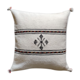 Coussin berbère marocain blanc en coton