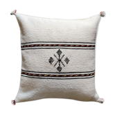 Coussin berbère marocain blanc en coton