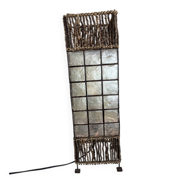 Capiz shell lamp and woven twigs