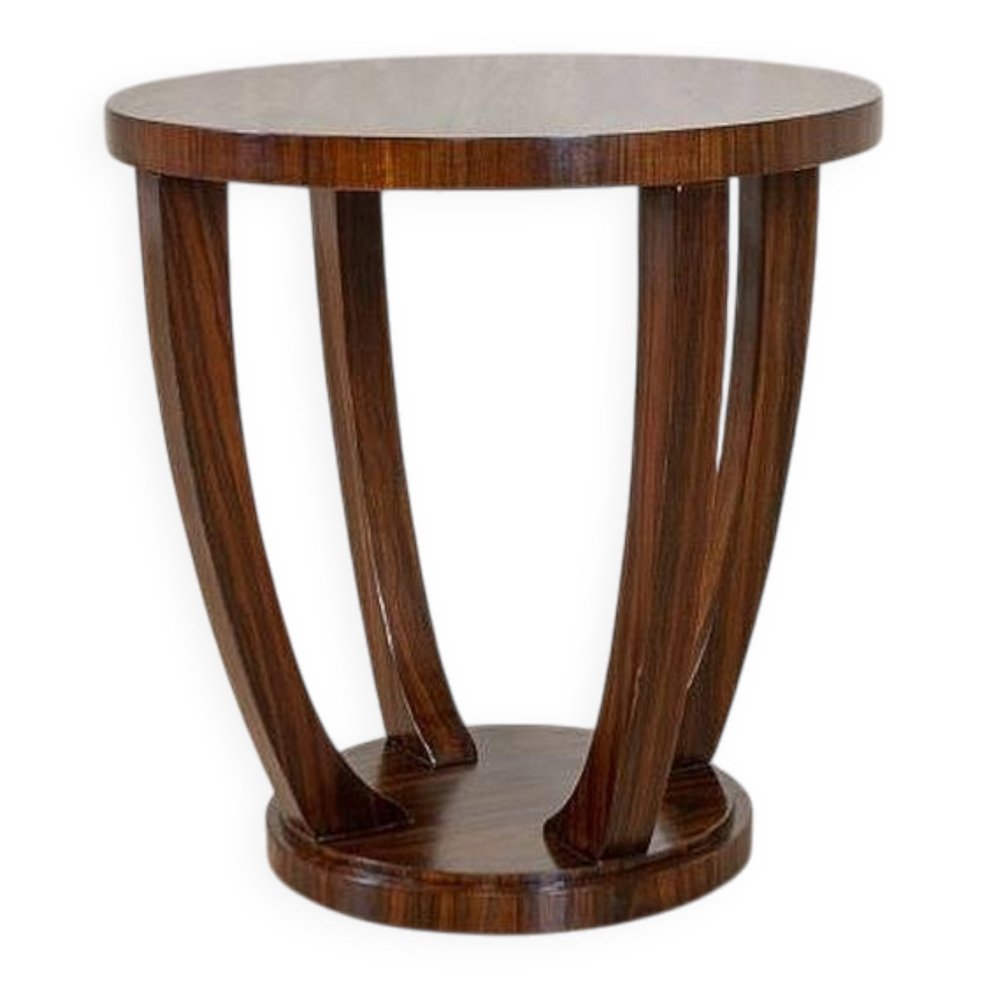 Late 20th Century Art Deco Round Mahogany Side Table, 1950s