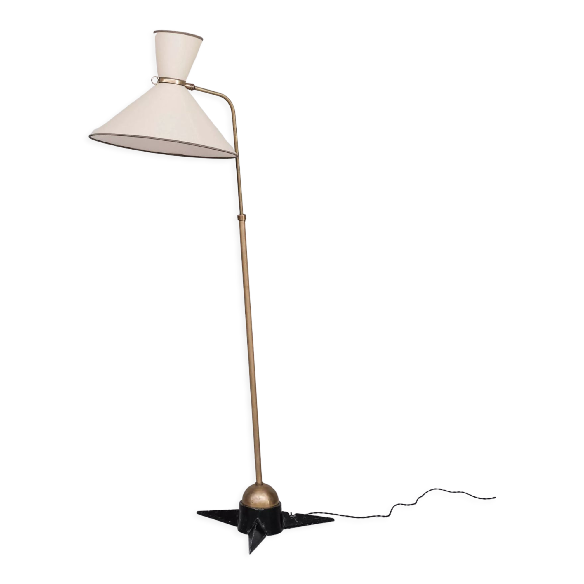 Robert Mathieu French Brass Adjustable Mid-Century Floor Lamp