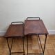 Tables d'appoint, gigognes, en bois et métal, vintage, années 60-70