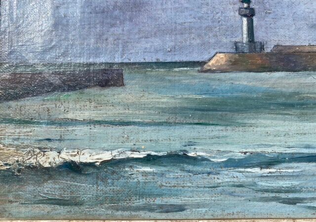 Ancient painting, Marine , signed and dated 1935