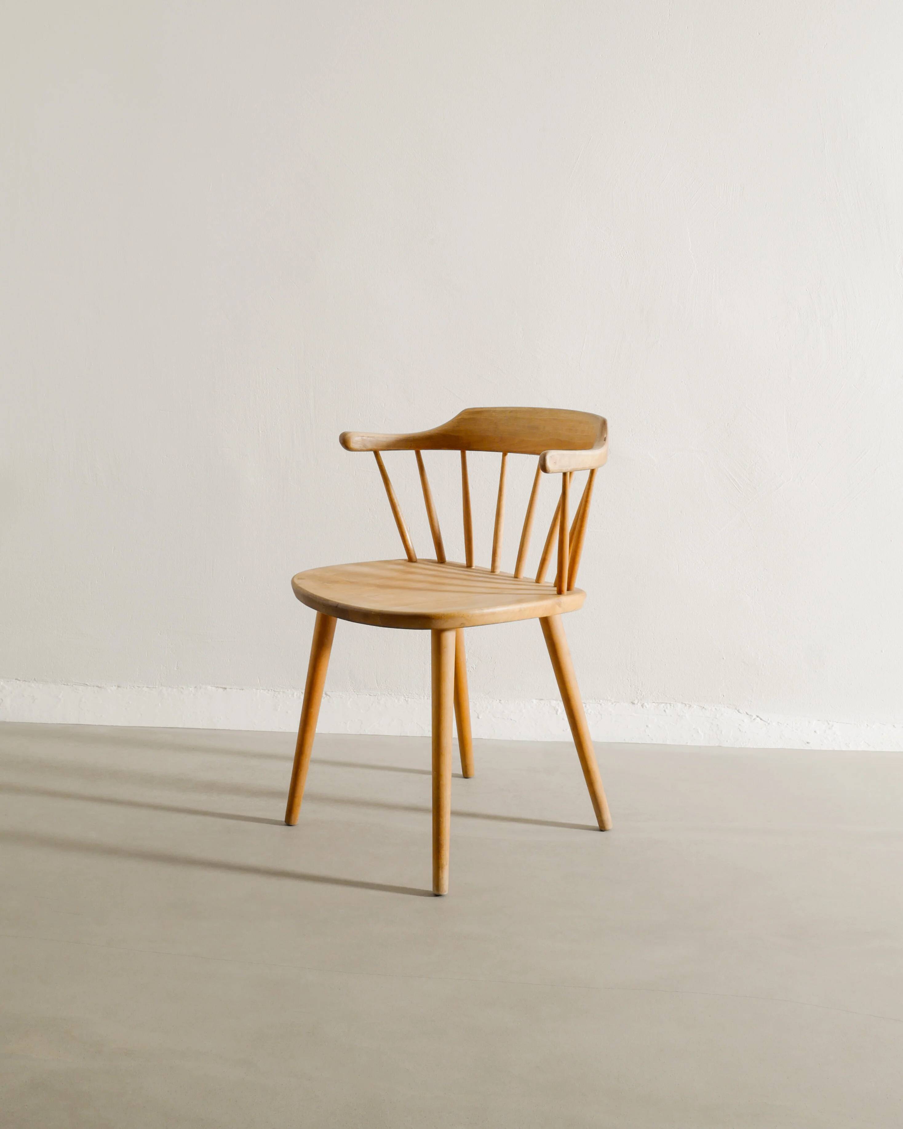 Vintage Swedish Sculptural Wooden Armchair in Beech by Yngve Ekström, 1950s