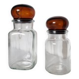 Pair of vintage Belgian glass pharmacy jars from the 1970s, very decorative