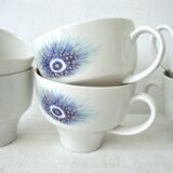 Set of 6 cups peacock feathers