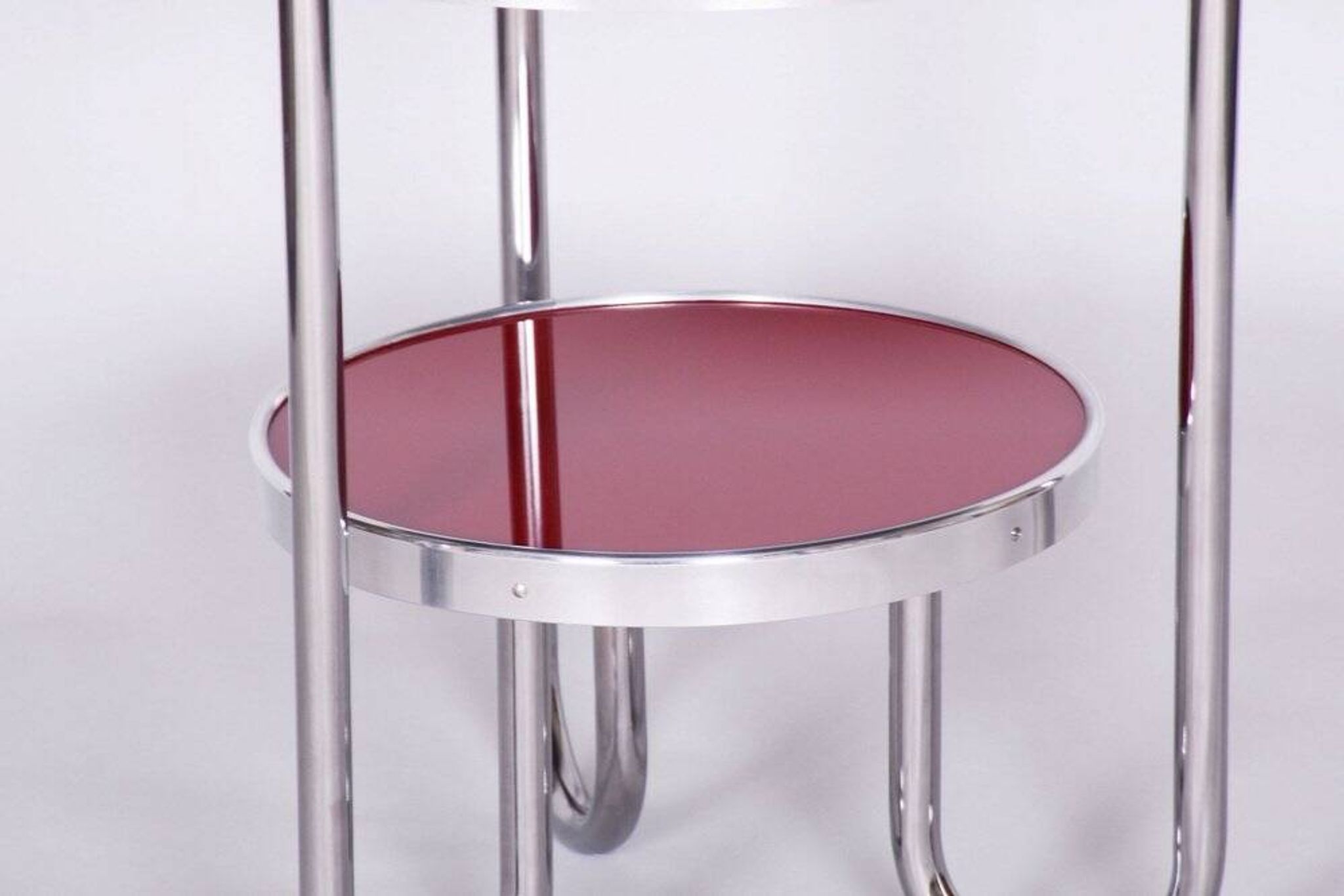 Small Czech Bauhaus Spruce and Chrome Side Table from Kovona, 1930s