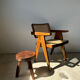 Brown solid wood stool flat circular seat