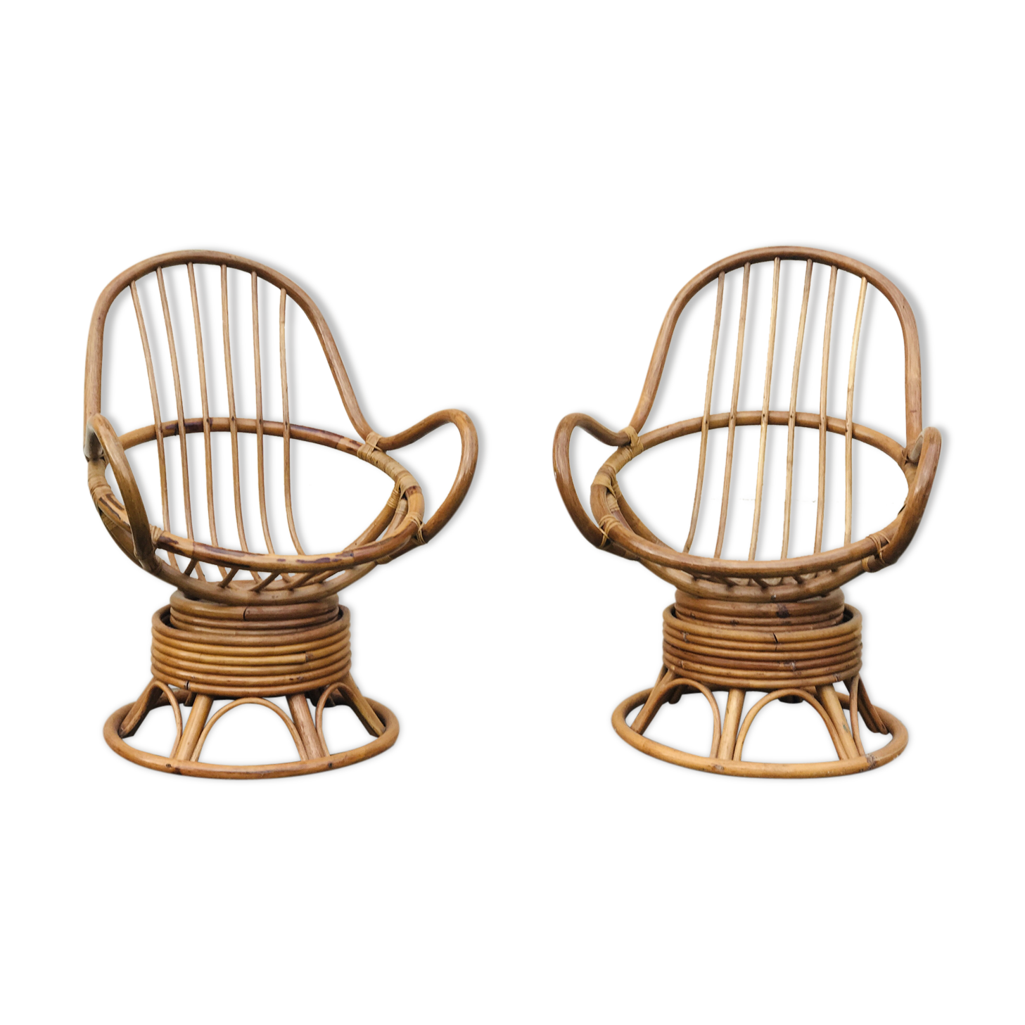 Pair of bamboo armchairs