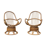 Pair of bamboo armchairs
