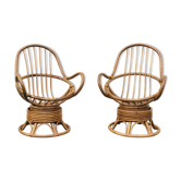 Pair of bamboo armchairs