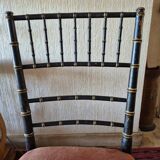 Petite chaise Napoléon III en bambou noir et assise velours rouge