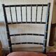 Small Napoléon III chair in black bamboo with a red velvet seat.