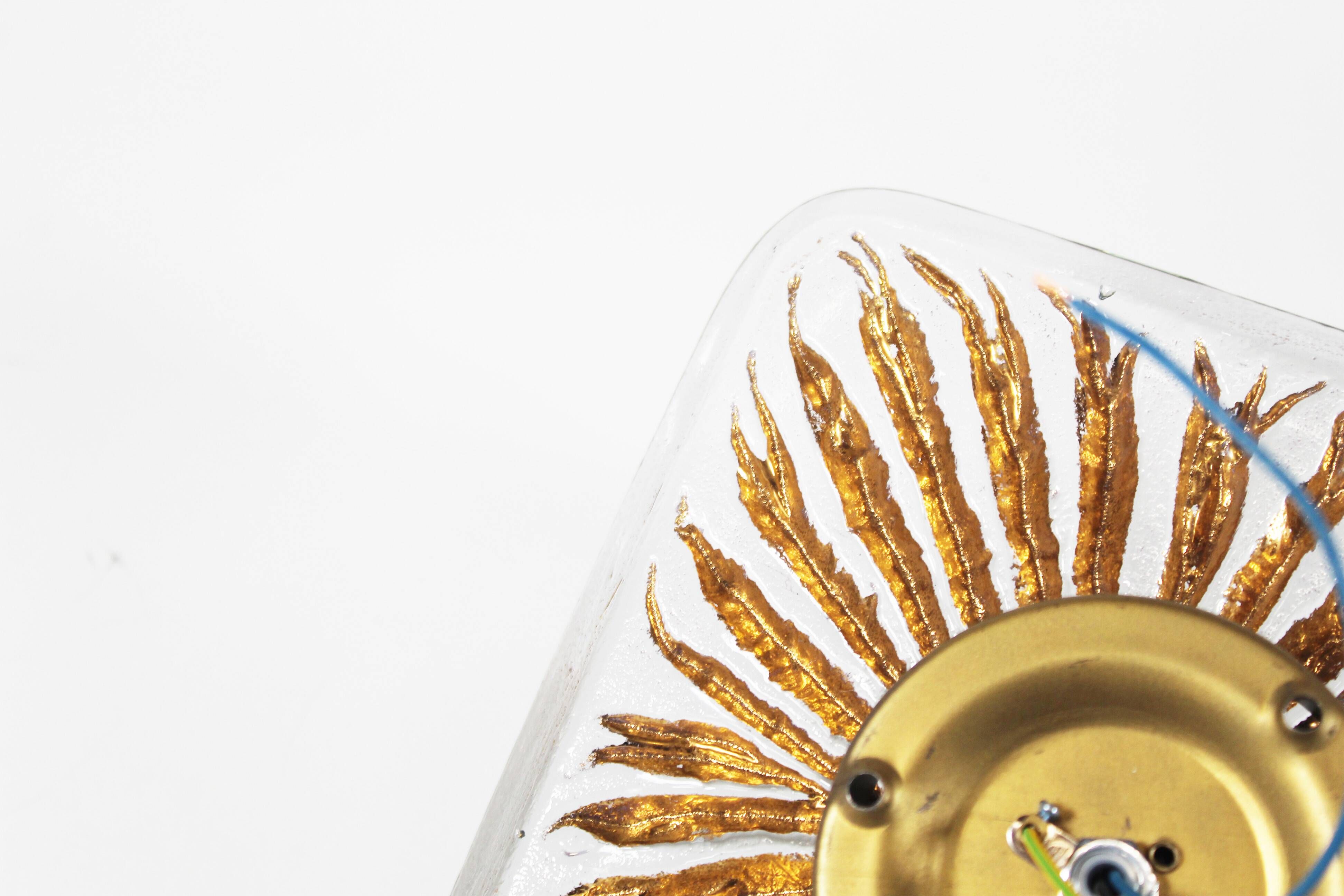Large pair of gold plated muranoglass sconces by Peill & Putzler