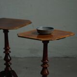 Pair of English side tables / pedestals, walnut, mid-century, 1940s.
