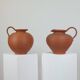 Pair of handcrafted terracotta vases from the mid-century.