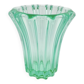 Art Deco Vase Pierre d'Avesn Moulded Glass Green Absinthe Signed France 16