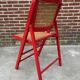 Vintage  Mid-Century Woven Cane Folding Chair  1960s in red cesca style