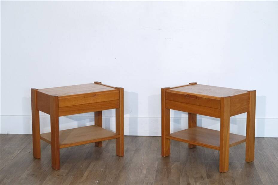 Paire de chevets vintage en orme de Doubinsky freres
