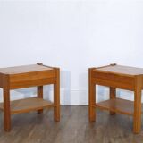 Pair of vintage elm bedside tables by Doubinsky brothers