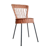 Rattan chair and metal base 50s