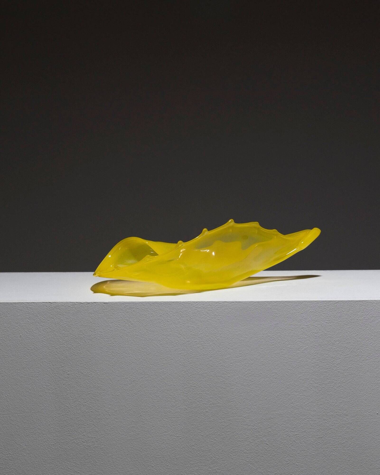 Coupe coquillage en verre murano jaune, luigi mellara, 1970s