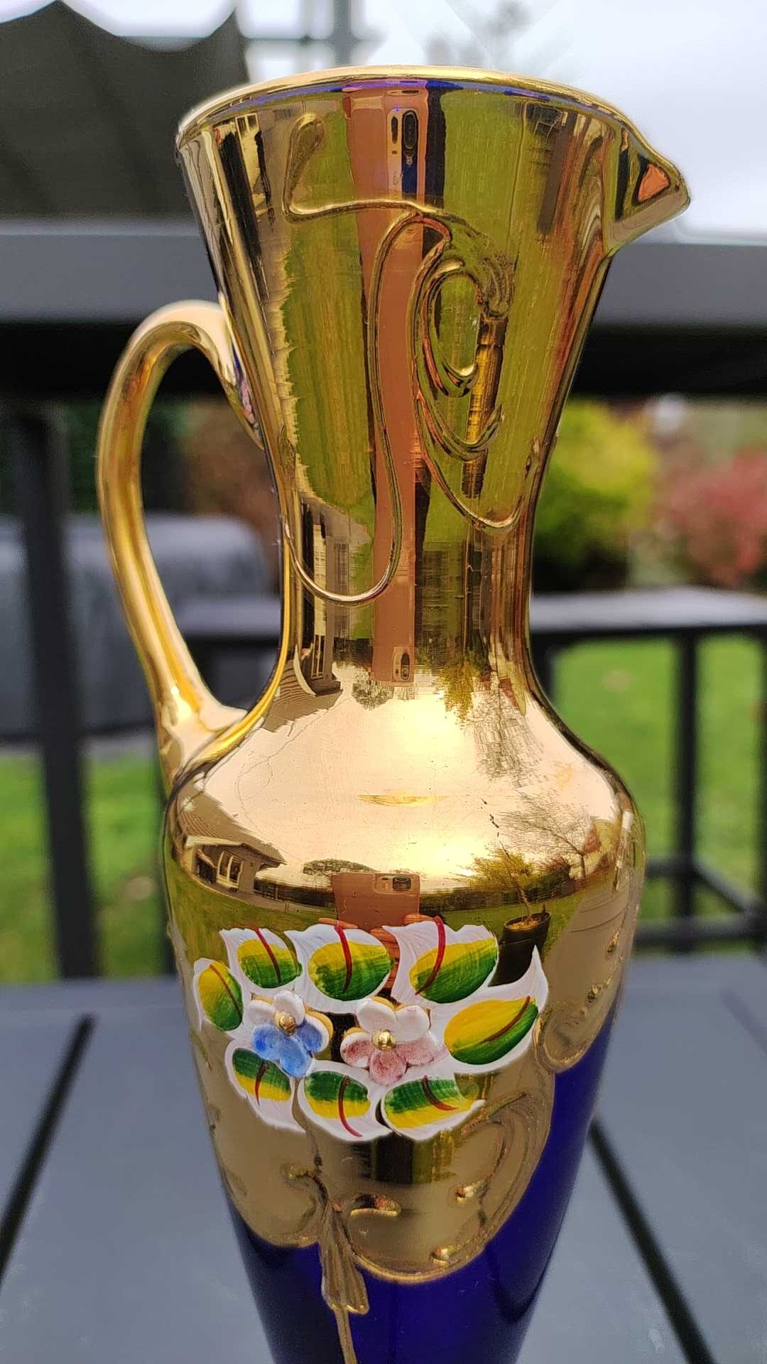 Trefuochi Murano vase in blown glass, floral pattern in relief