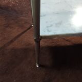 Table basse en verre, laiton et marbre