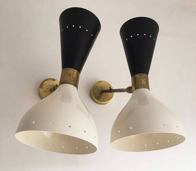 Pair of Italian design wall lights from the 1950s.
