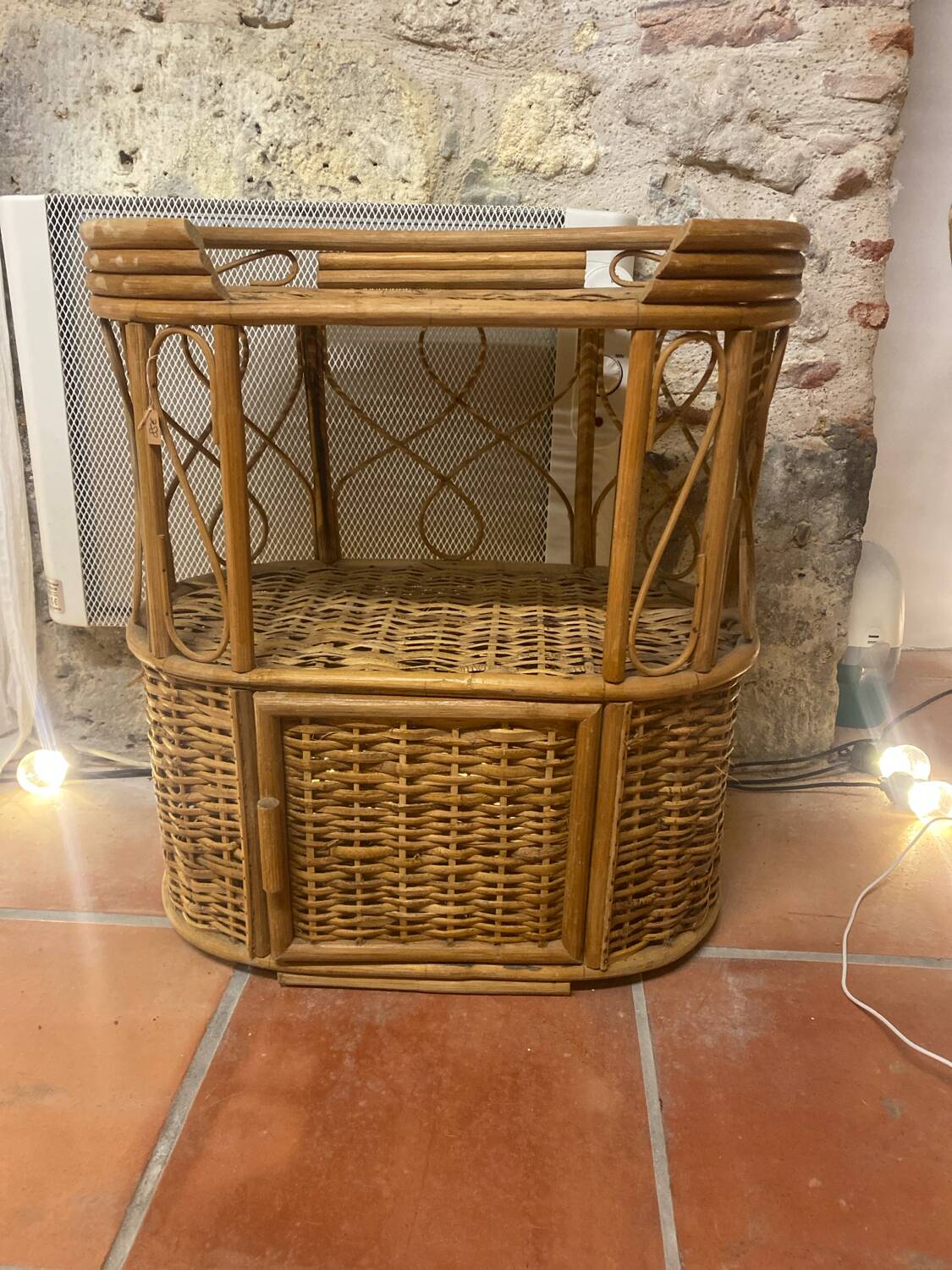 Vintage rattan bedside table