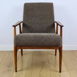 Armchair 'Lis', 1970s brown chocolate brown boucle design by Henryk Lis - 2 pieces available