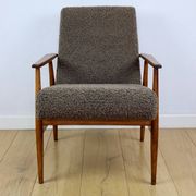Armchair 'Lis', 1970s brown chocolate brown boucle design by Henryk Lis - 2 pieces available