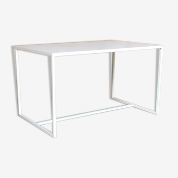 Dining table rectangle white metal