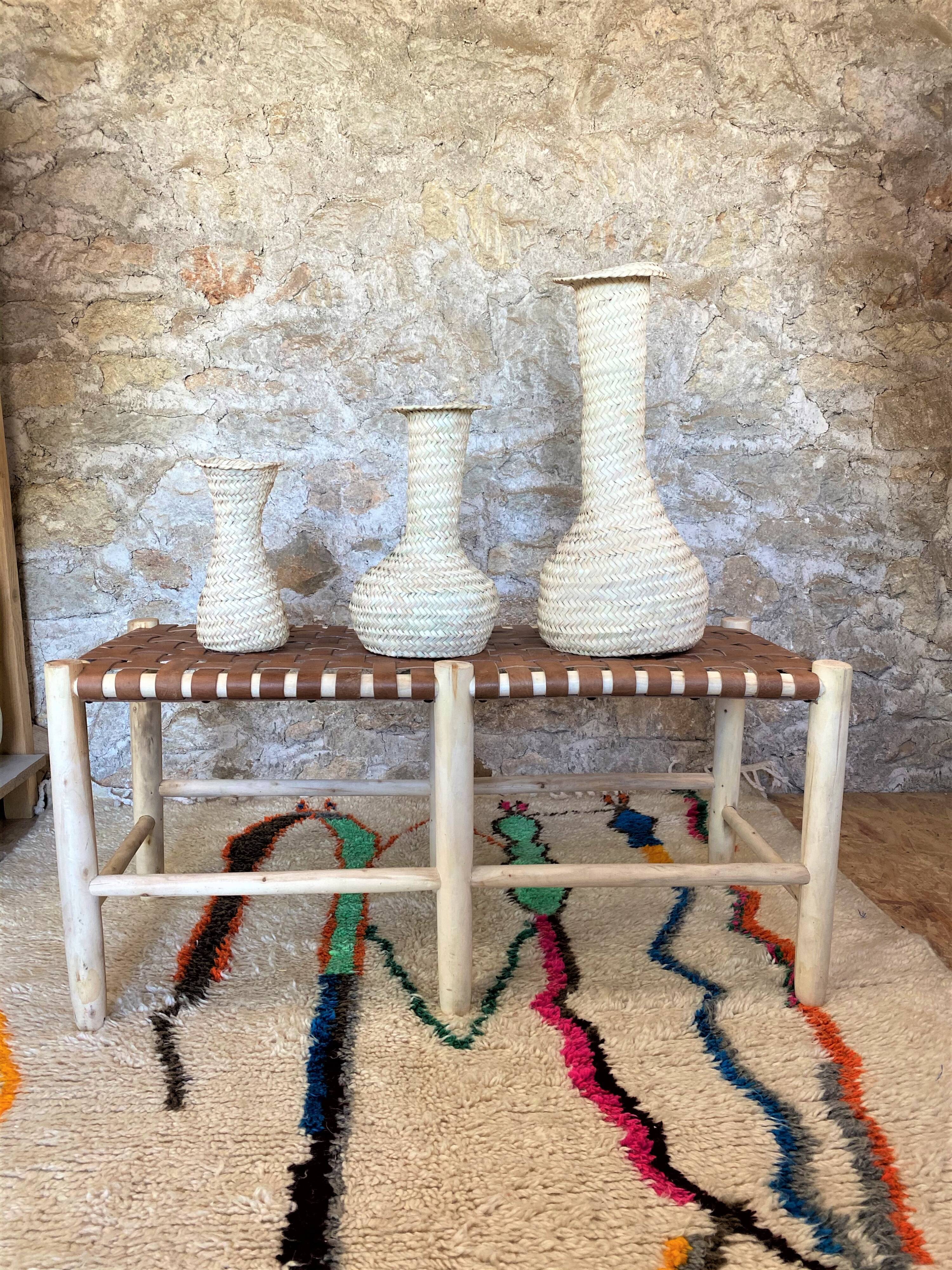 Vase made of palm leaves