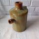 Vintage green enamelled handmade terracotta jar France