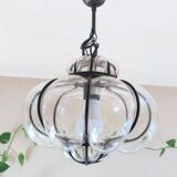 Vintage Venetian cage pendant light in blown Murano glass, 1950/1970