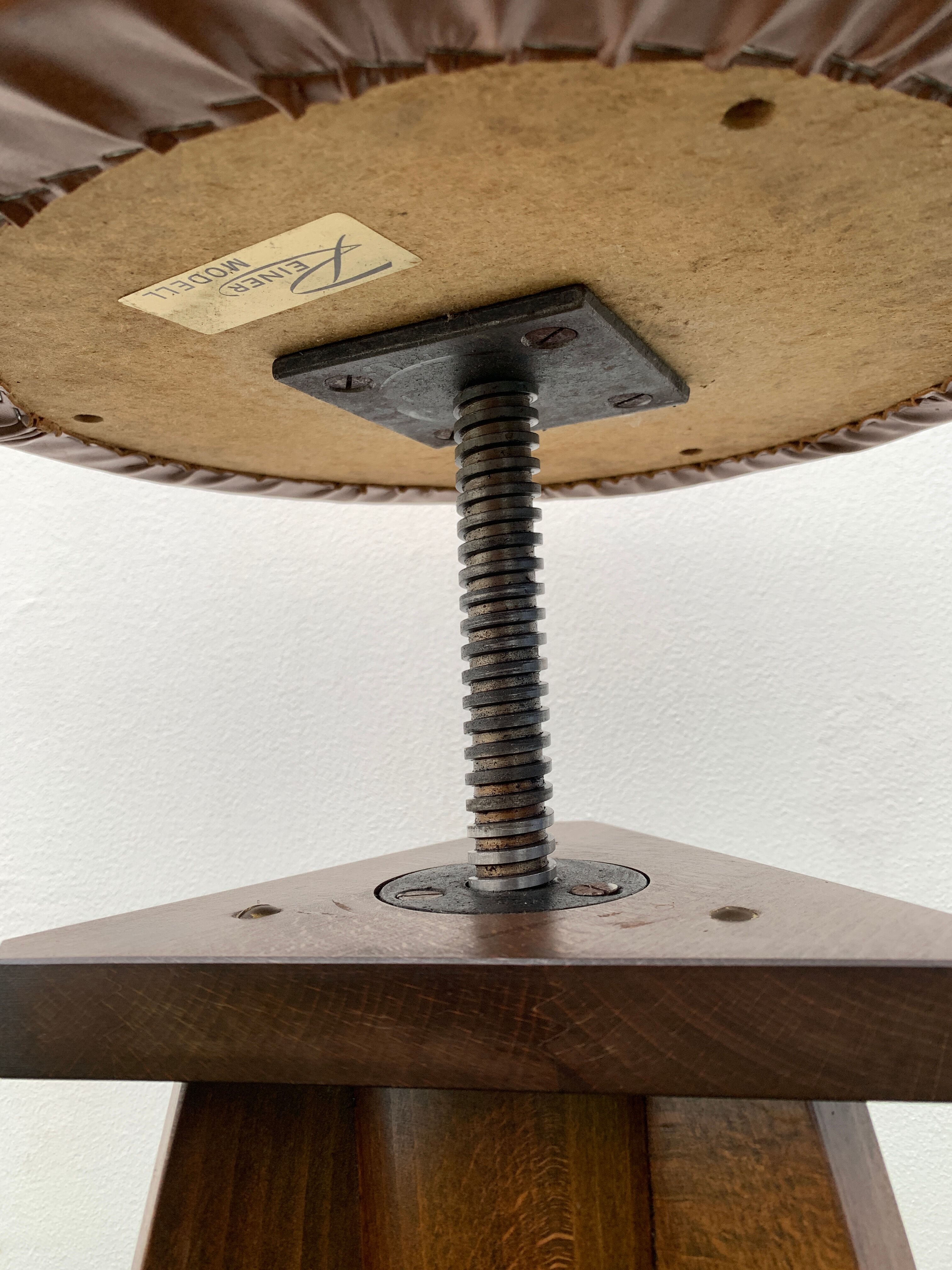 German piano stool, height adjustable, design Reiner Modell, 1950