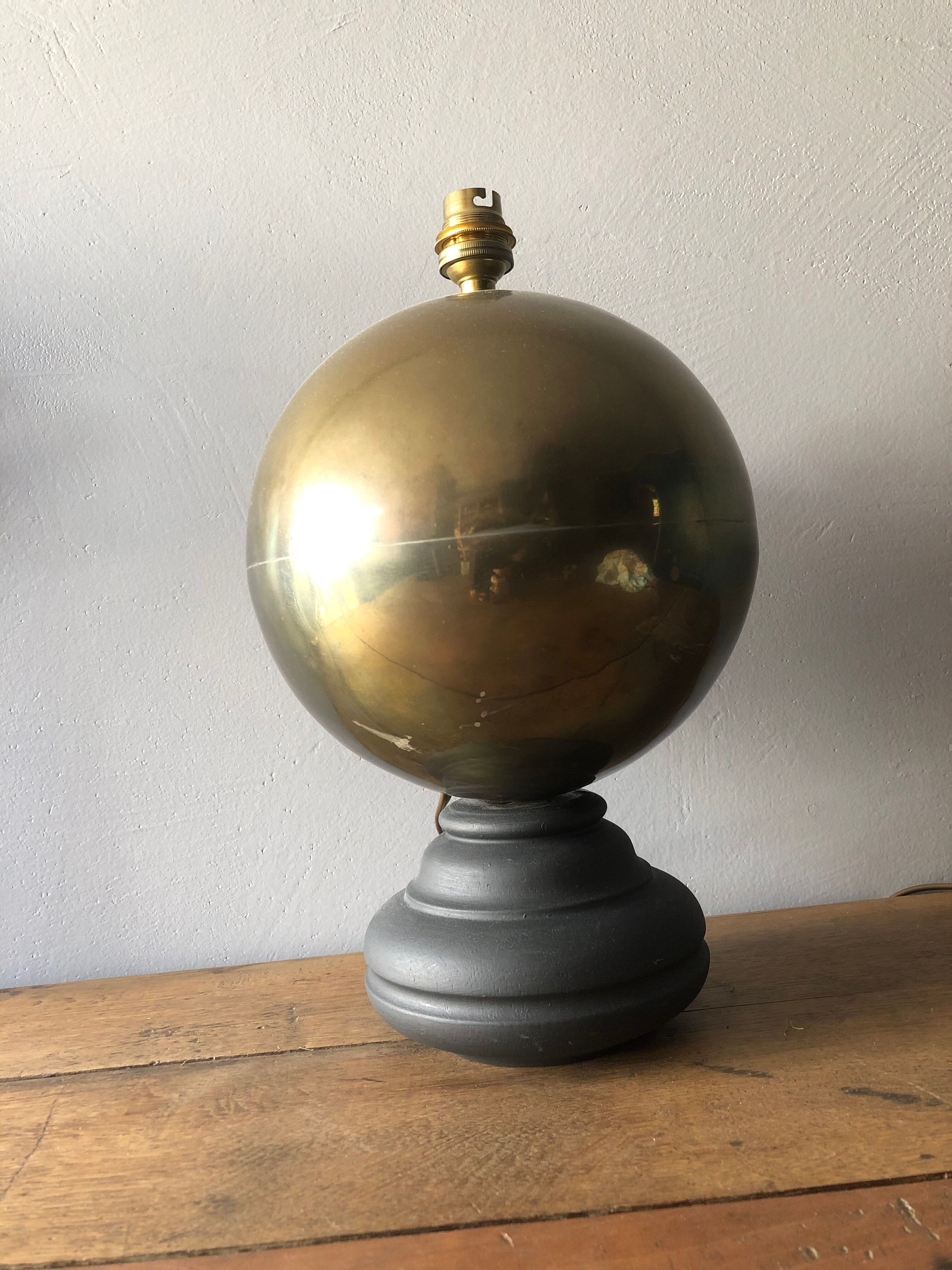 Brass and wood lamp foot