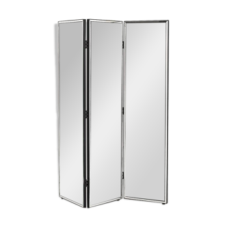 Paravents en bois et miroir viellí. Trois unités reliables entre eux.