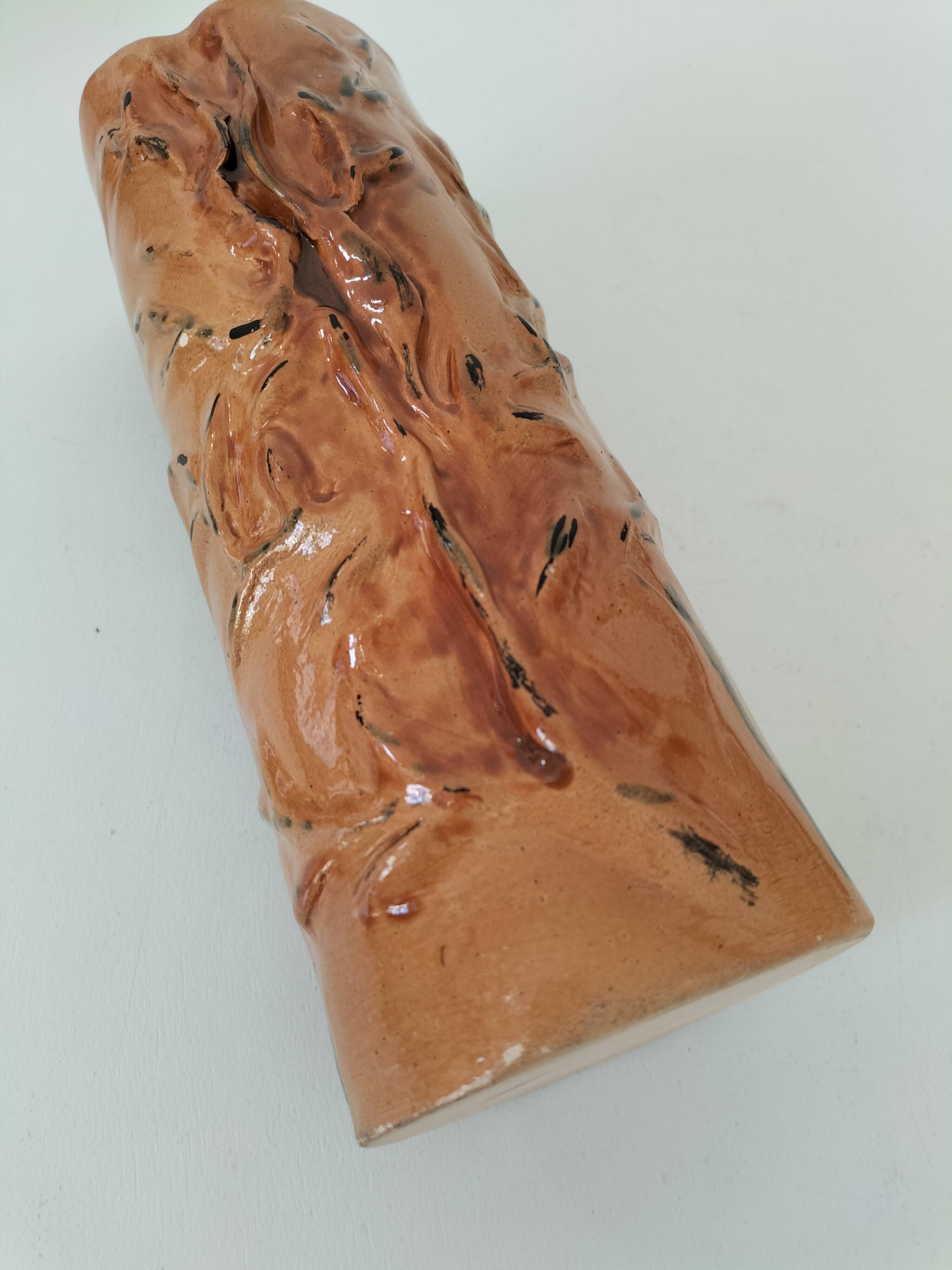 Stoneware vase signed LM, organic style, 70s/90s