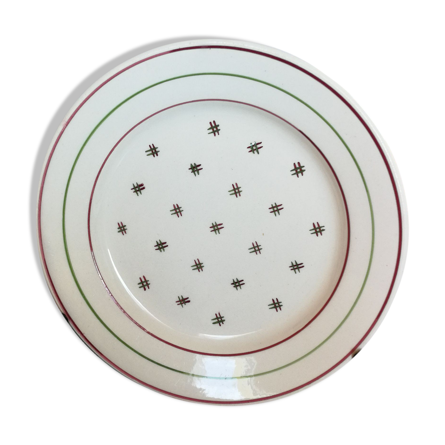 4 plates at dessert K&G Luneville "Imperial Flan" geometric pattern